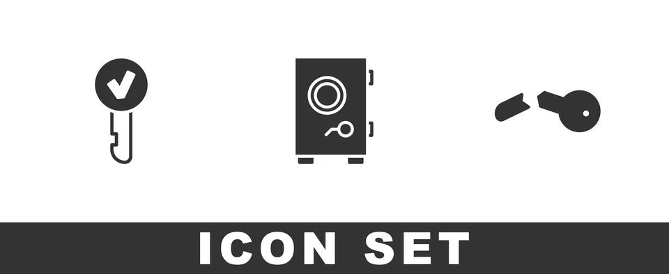 Set Key, Safe and Broken key icon. Vector Stock Illustration