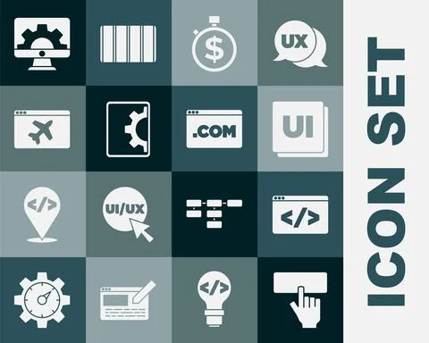 Set Keyboard, Front end development, UI or UX design, Time is money, Web Stockillustratie
