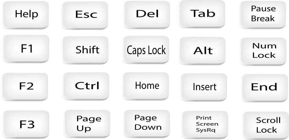 Set of keyboard keys.llustration on white background. Stock Illustration