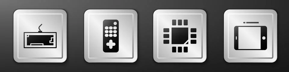 Set Keyboard, Remote control, Processor with microcircuits CPU and Graphic Stock Illustration