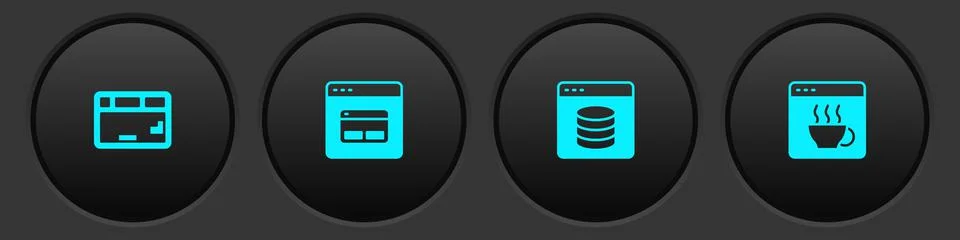 Set Keyboard, Search engine, Server, Data, Web Hosting and Software icon. Vector Stock Illustration