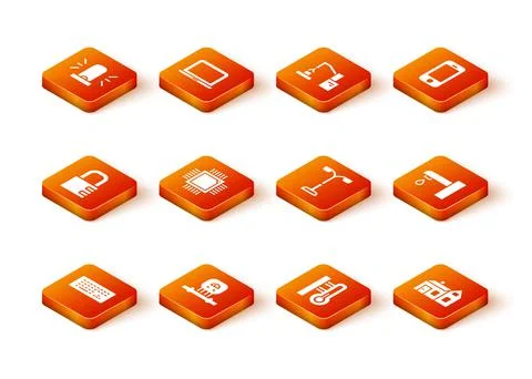 Set Keyboard, Smart sensor, Safe combination lock, Processor with microcircuits Stock-Illustration