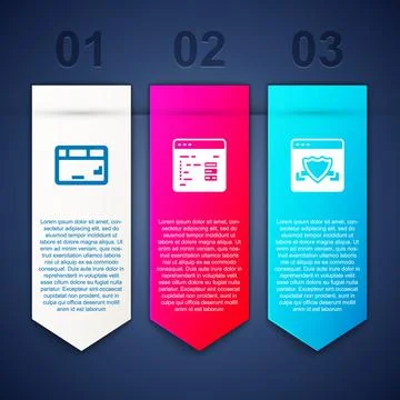 Set Keyboard, Software and Browser with shield. Business infographic template 스톡 일러스트