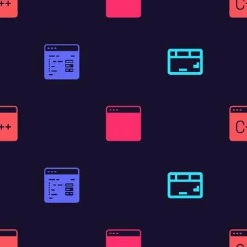 Set Keyboard, Software, Browser window and on seamless pattern. Vector 스톡 일러스트