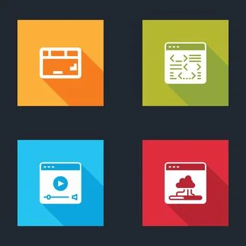 Set Keyboard, Software, Online play video and Cloud technology data transfe.. Stock Illustration