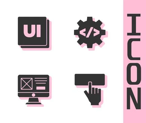 Set Keyboard, UI or UX design, and Front end development icon. Vector Illustrazione stock