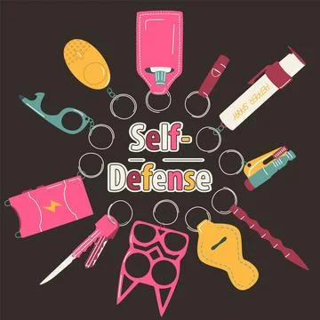 Set of keychains for self-defense Stock Illustration