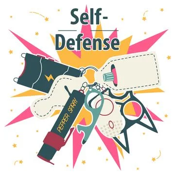 Set of keychains for self-defense Stock Illustration