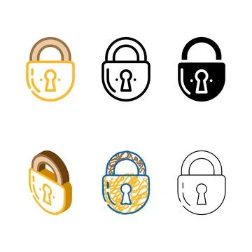 Set keyhole padlock color icon vector 스톡 일러스트