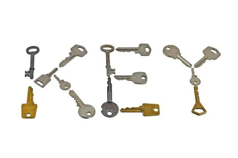 Set of keys forming word key Stock Photos