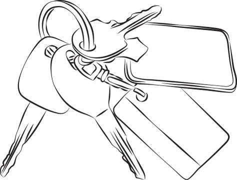 Set of Keys Line Drawing Stock Illustration