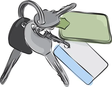 Set of Keys Line Drawing Stock Illustration