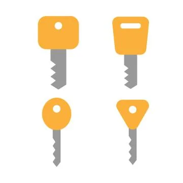 Set of keys. Property, security, protection concept. Four keys isolated on white Stock Illustration