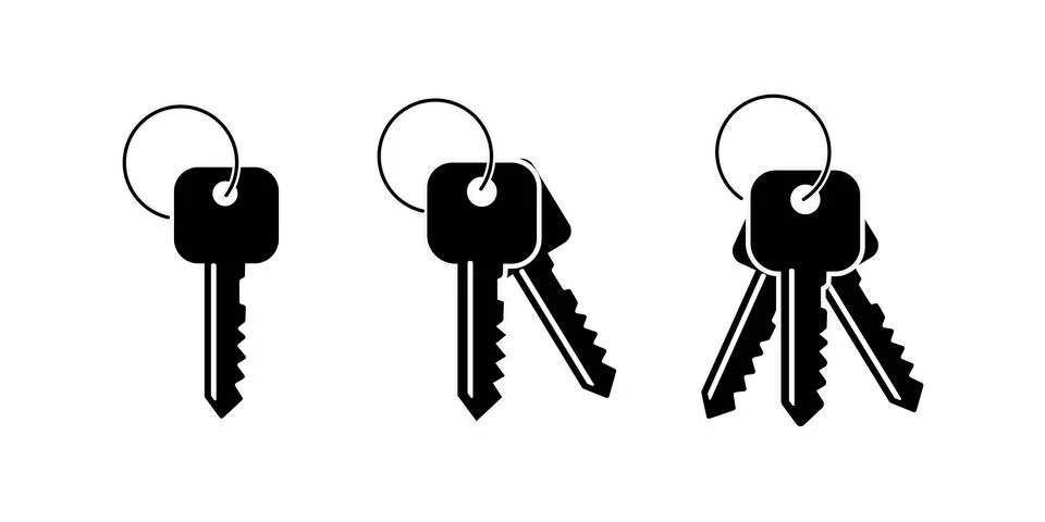 Set of keys. stencil. third variant. Lock or unlock sign. Stock Illustration