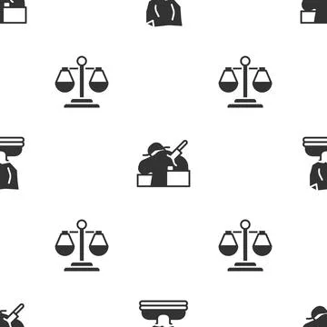 Set Kidnaping, Murder and Scales of justice on seamless pattern. Vector Stock Illustration