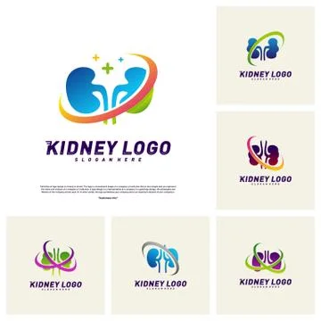 Set of Kidney Logo Design Concept. Urology Logo Vector Template Stock Illustration