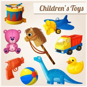 Set of kids toys Stock Illustration