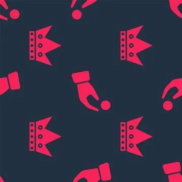 Set King playing card and Hand holding casino chips on seamless pattern. Vector Stock Illustration