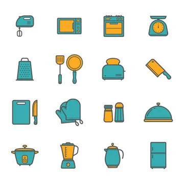 Set of Kitchen Appliance Icons Illustrazione stock