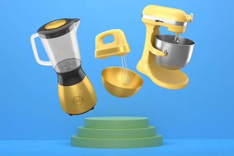 Set of kitchen appliances including blender, mixer, toaster, and hand mixer.. Stock Illustration