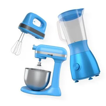 Set of kitchen appliances including blender, mixer, and hand mixer, isolate.. Stock Illustration