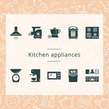 Set of kitchen appliances isolated from the background. Stock Illustration