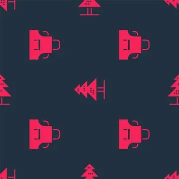 Set Kitchen apron and Tree on seamless pattern. Vector Illustrazione stock