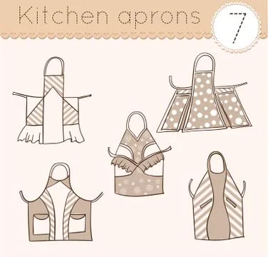 Set of kitchen aprons  Stock Illustration
