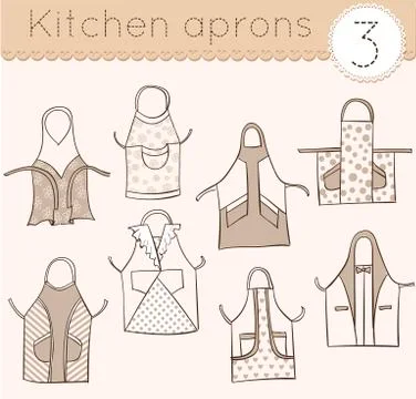 Set of kitchen aprons  Stock Illustration
