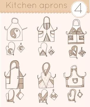 Set of kitchen aprons  Stock Illustration