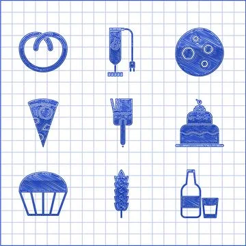 Set Kitchen brush, Cereals with rice, wheat, corn, oats, rye, Glass bottle milk Illustrazione stock