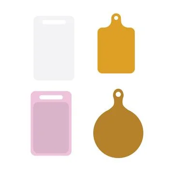 Set of Kitchen Chopping Boards Vector Flat Icons Stock Illustration
