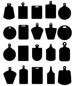 Set of kitchen cutting boards silhouettes Stock Illustration