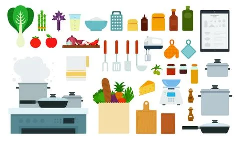 Set of kitchen devices icons flat vector Stock Illustration
