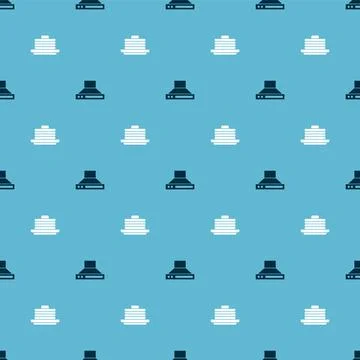 Set Kitchen extractor fan and Stack of pancakes on seamless pattern. Vector Illustrazione stock