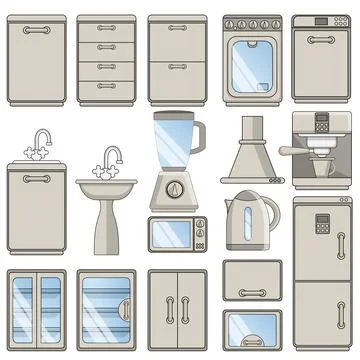 A set of kitchen items. Stock Illustration