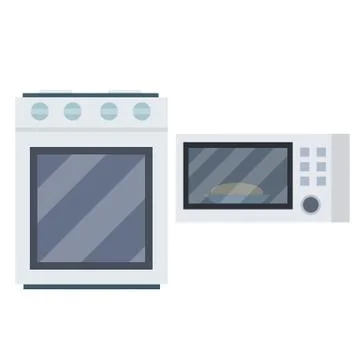 Set of kitchen items. Microwave and oven for cooking. Stock Illustration