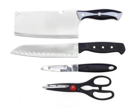 Set of kitchen knifes on a white background Stock Photos