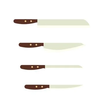 Set of kitchen knives clipart vector illustration. Stock Illustration