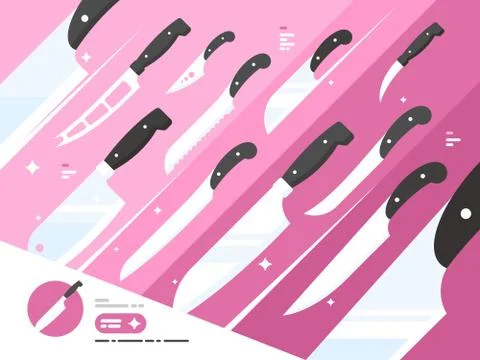 Set of kitchen knives Stock Illustration