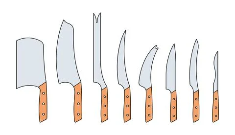 Set of kitchen knives Stock Illustration