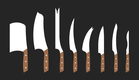 Set of kitchen knives Stock Illustration