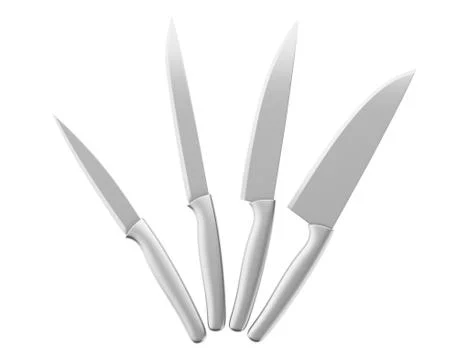 Set of kitchen knives isolated on white background Stock Illustration