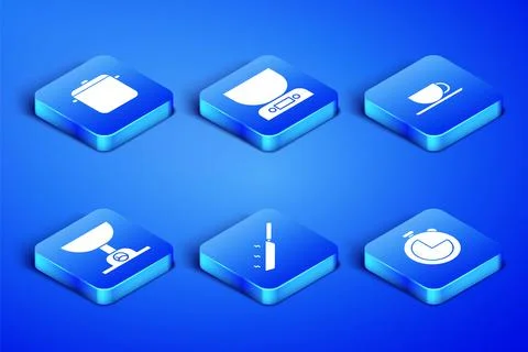 Set Kitchen timer, Cooking pot, Frying pan, Electronic scales, and Coffee cup イラスト素材