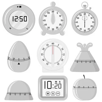 Set of kitchen timers isolated on a white background, vector illustration Stock Illustration