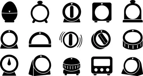 Set of kitchen timers in various styles for cooking and baking tasks Stock Illustration