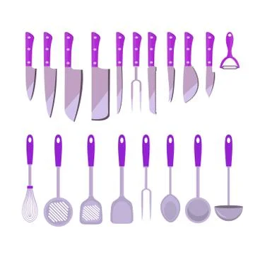 Set kitchen tools, flat style. cooking utensils , icons design element. isolated Stock Illustration