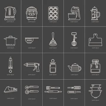 Set of kitchen tools vector Stock Illustration