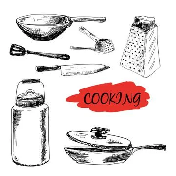 Set of kitchen utensils Stock Illustration