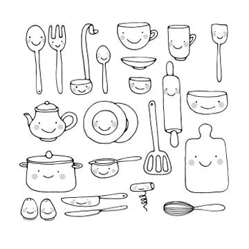A set of kitchen utensils Stock Illustration